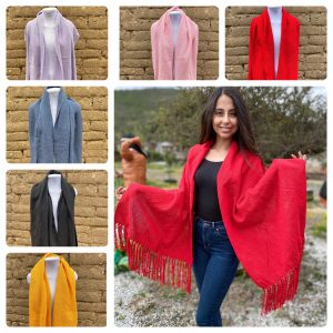 Chal cómodo y elegante colores: 
Rojo 
Rosado 
Lila 
Azul jeans 
Negro 
Naranjo